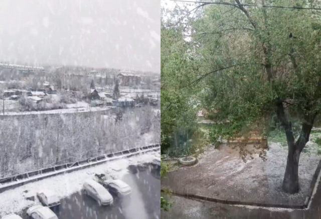 «Считай, зима опять»: снег и град выпал в Красноярском крае	